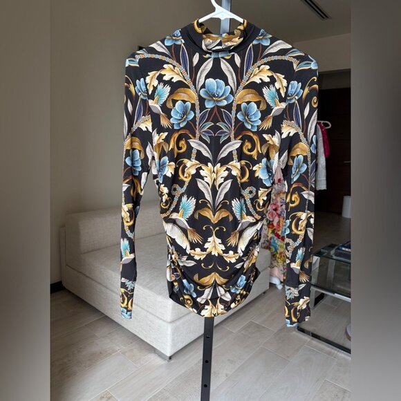 Farm Rio - Black Flowerful Garden Jersey Blouse - Picture 11 of 12